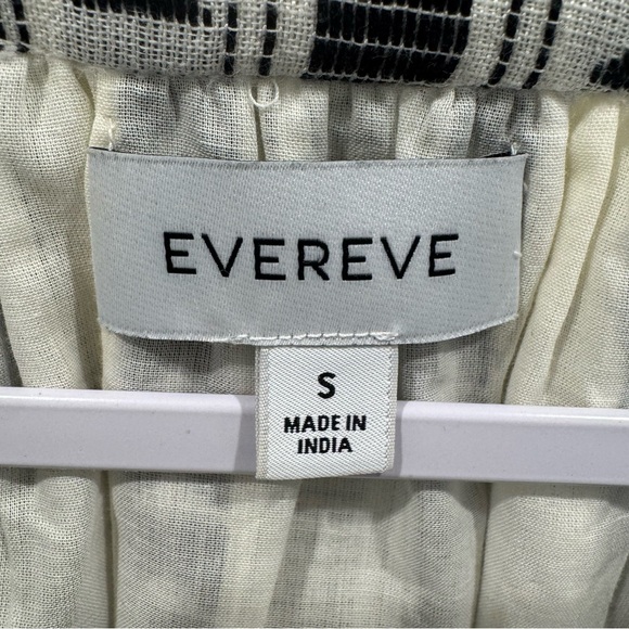 Evereve Black White Boho Stripe Tiered Peasant Dress Small 3/4 Sleeve Lined - Picture 7 of 8